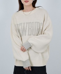 NAVY | NEWBURG Retro College Jacquard Knit Sweater/ニューバーグ ロゴ レトロカレッジ ジャガードニットセーター(ニット/セーター)