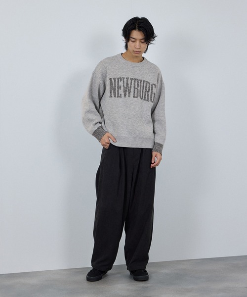 NAVY（ネイビー）の「NEWBURG Retro College Jacquard Knit Sweater/ニューバーグ ロゴ レトロカレッジ ジャガードニットセーター（ニット/セーター・メンズ・キナリ/グレー/ネイビー/モカ・S/M/L/XL）」の10枚目の写真