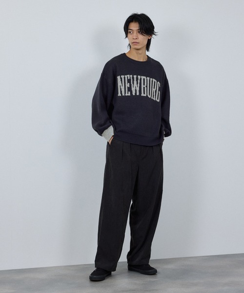 NAVY（ネイビー）の「NEWBURG Retro College Jacquard Knit Sweater/ニューバーグ ロゴ レトロカレッジ ジャガードニットセーター（ニット/セーター・メンズ・キナリ/グレー/ネイビー/モカ・S/M/L/XL）」の14枚目の写真