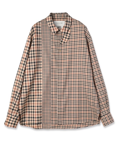CULLNI（クルニ）の「CULLNI for DAKS LONDON Asymmetrical Switching Chin Tab Shirt（シャツ/ブラウス・メンズ・ブラック/ベージュ×ブラック/ネイビー/チェック・0/1/2）」の8枚目の写真