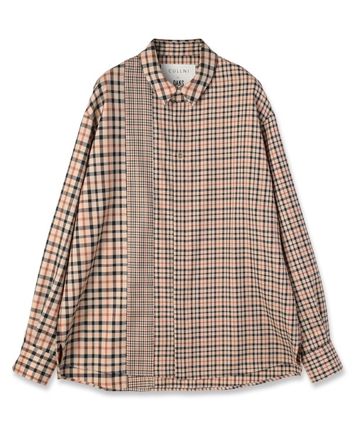 CULLNI（クルニ）の「CULLNI for DAKS LONDON Asymmetrical Switching Chin Tab Shirt（シャツ/ブラウス・メンズ・ブラック/ベージュ×ブラック/ネイビー/チェック・0/1/2）」の9枚目の写真