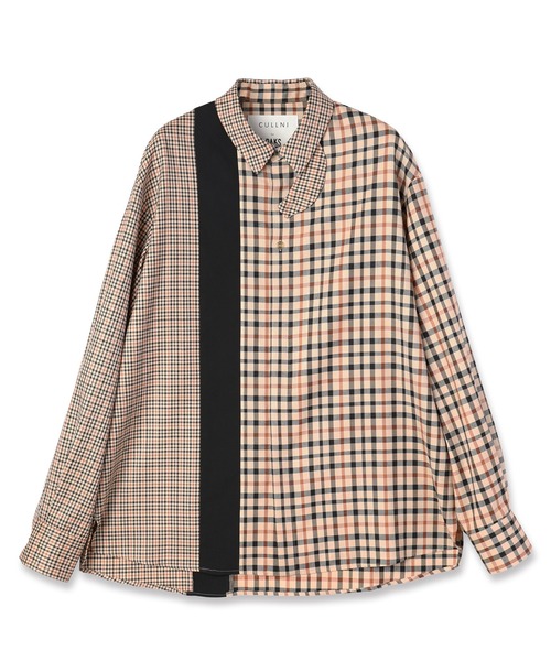 CULLNI（クルニ）の「CULLNI for DAKS LONDON Asymmetrical Switching Chin Tab Shirt（シャツ/ブラウス・メンズ・ブラック/ベージュ×ブラック/ネイビー/チェック・0/1/2）」の14枚目の写真