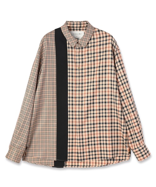 CULLNI（クルニ）の「CULLNI for DAKS LONDON Asymmetrical Switching Chin Tab Shirt（シャツ/ブラウス・メンズ・ブラック/ベージュ×ブラック/ネイビー/チェック・0/1/2）」の15枚目の写真