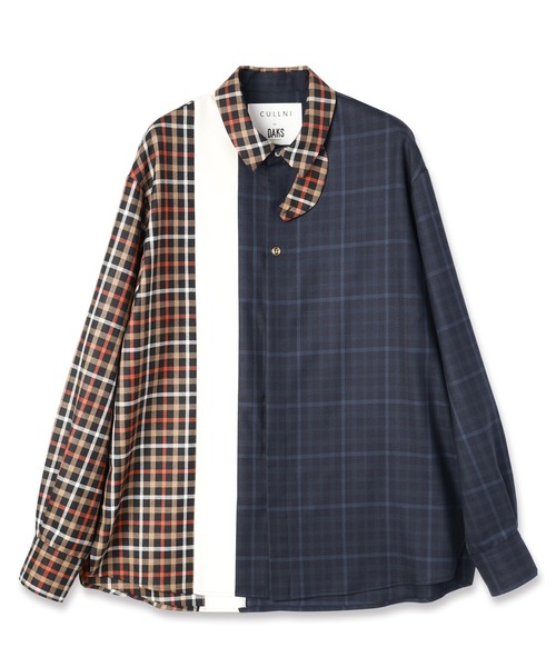 CULLNI（クルニ）の「CULLNI for DAKS LONDON Asymmetrical Switching Chin Tab Shirt（シャツ/ブラウス・メンズ・ブラック/ベージュ×ブラック/ネイビー/チェック・0/1/2）」の20枚目の写真