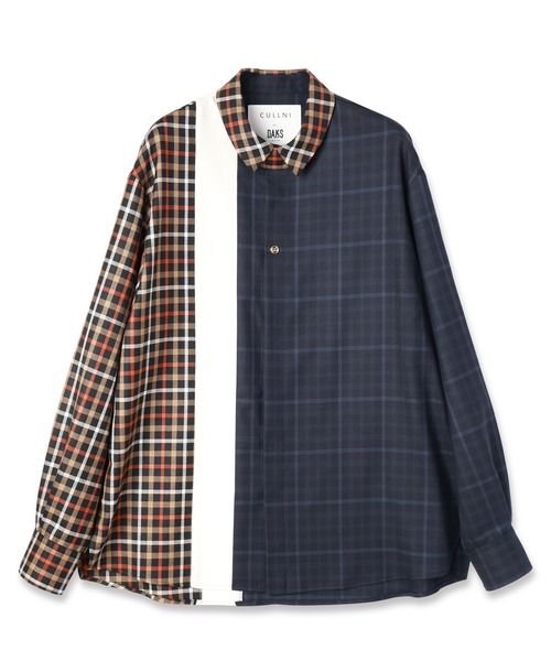 CULLNI（クルニ）の「CULLNI for DAKS LONDON Asymmetrical Switching Chin Tab Shirt（シャツ/ブラウス・メンズ・ブラック/ベージュ×ブラック/ネイビー/チェック・0/1/2）」の21枚目の写真