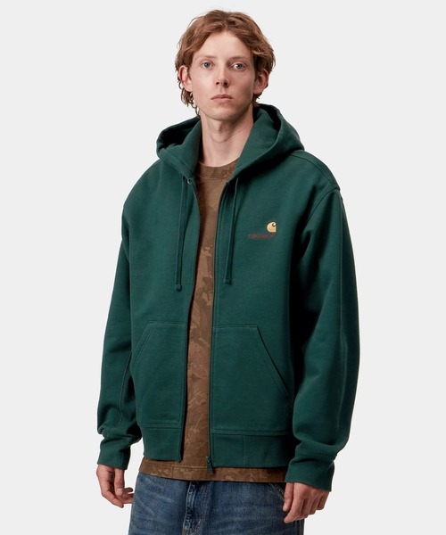 Carhartt STUSSY コラボグリーンパーカーXL カーハート Carhartt（カーハート） パーカー 袖プリント 長袖 ワッペン 裏起毛