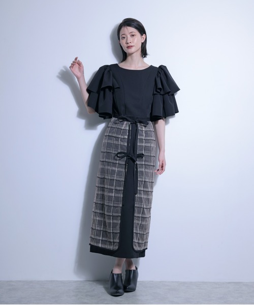 FLANEEK.(フラニーク)の「フレアスリーブワンピース+シアースカート SET(ワンピース・レディース・ブラック/ブルー・S/M)」の6枚目の写真