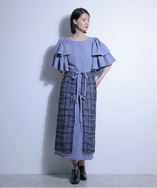 FLANEEK.(フラニーク)の「フレアスリーブワンピース+シアースカート SET(ワンピース・レディース・ブラック/ブルー・S/M)」の10枚目の写真