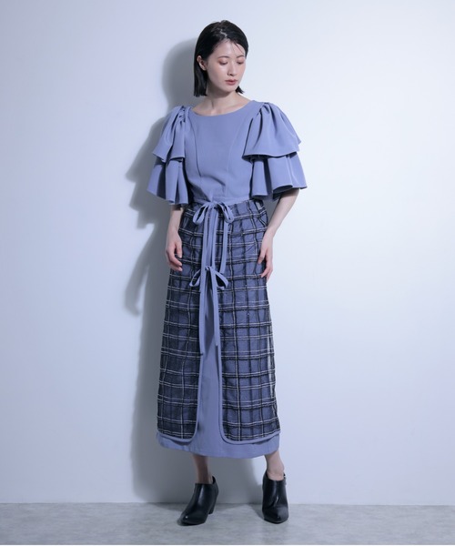 FLANEEK.(フラニーク)の「フレアスリーブワンピース+シアースカート SET(ワンピース・レディース・ブラック/ブルー・S/M)」の12枚目の写真
