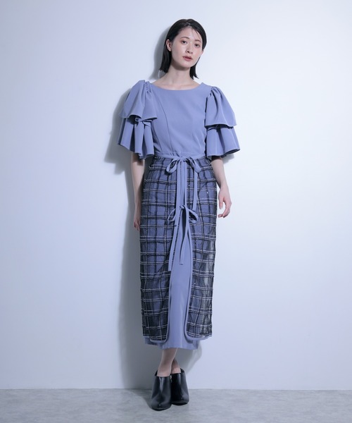 FLANEEK.(フラニーク)の「フレアスリーブワンピース+シアースカート SET(ワンピース・レディース・ブラック/ブルー・S/M)」の13枚目の写真