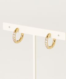 【汗や水に強い】〈ステンレス〉ビジューフープイヤリング