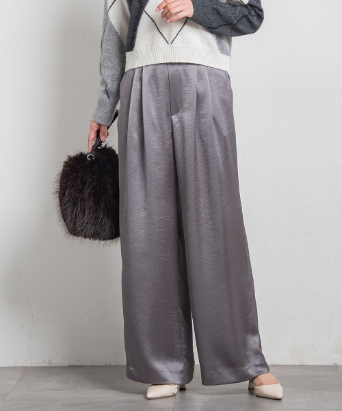 LAUTREAMONT(ロートレアモン)の「カリーヌサテンパンツ≪洗える≫(その他パンツ・レディース・オフホワイト/チャコールグレー・9号/11号/7号)」の1枚目の写真