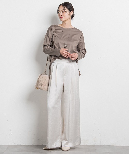 LAUTREAMONT(ロートレアモン)の「カリーヌサテンパンツ≪洗える≫(その他パンツ・レディース・オフホワイト/チャコールグレー・9号/11号/7号)」の7枚目の写真