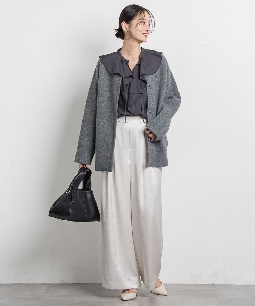 LAUTREAMONT(ロートレアモン)の「カリーヌサテンパンツ≪洗える≫(その他パンツ・レディース・オフホワイト/チャコールグレー・9号/11号/7号)」の10枚目の写真