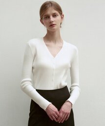 BUTTON SLIM KNIT CARDIGAN_IVORY