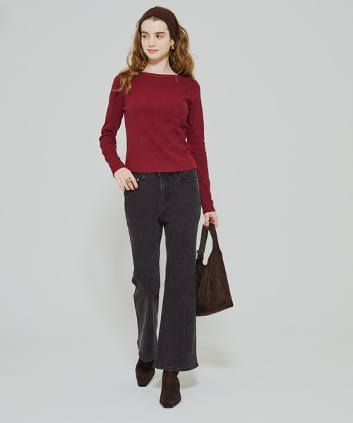 coca（coca）（コカ）の「【DAILY WARM】裏起毛デニムフレアパンツ（デニムパンツ・レディース・ライトブルー/チャコール・2XL/L/M/S/XL/XS）」の7枚目の写真