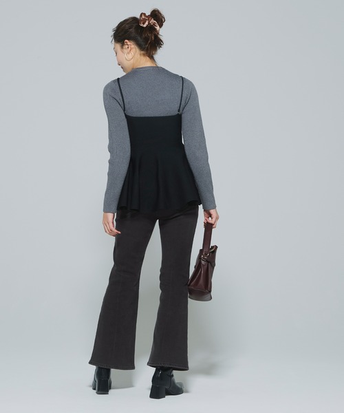 coca（coca）（コカ）の「【DAILY WARM】裏起毛デニムフレアパンツ（デニムパンツ・レディース・ライトブルー/チャコール・2XL/L/M/S/XL/XS）」の9枚目の写真