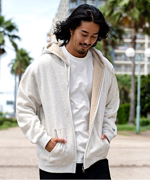 DISCUS(ディスカス)の「『DISCUS/ディスカス』裏ボア ZIP長袖パーカー(パーカー・メンズ・杢グレー/ブラック/ネイビー/オートミール・M/XL/L)」の3枚目の写真
