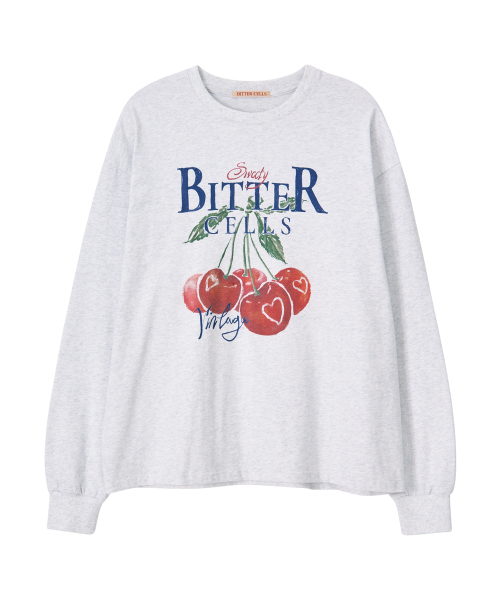 BITTER CELLS（ビターセルズ）の「ヴィンテージチェリー ロングスリーブ-ライトグレー（Tシャツ/カットソー・レディース・その他・FREE）」の2枚目の写真