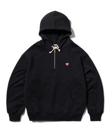 AECA LOVE HALF ZIP UP HOODIE-BLACK