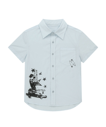VTG Printed Half Shirts (Sky Blue)