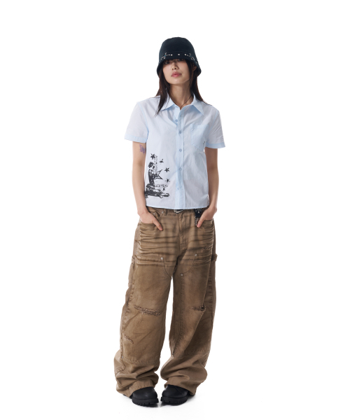 AAKAM（アーカム）の「VTG Printed Half Shirts (Sky Blue)（シャツ/ブラウス・レディース・その他・1/2）」の7枚目の写真