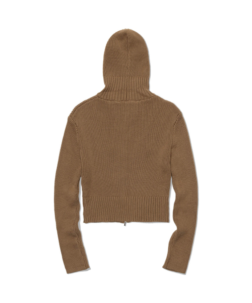 MOAA（モア）の「Ribbed Knit Zip Hoodie (BROWN)（ニット/セーター・レディース・その他・SMALL/MEDIUM）」の3枚目の写真