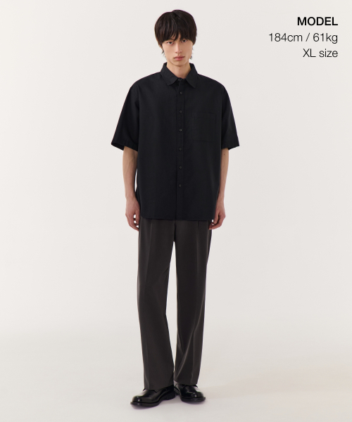 MUSINSA STANDARD（ムシンサスタンダード）の「リラックスドオックスフォード半袖シャツ[ブラック]（シャツ/ブラウス・メンズ・その他・LARGE/X-LARGE/SMALL/MEDIUM/XX-LARGE）」の2枚目の写真