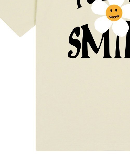 GRAVER（グレーバー）の「[ユニセックス]ナイススマイルロゴフラワー半袖Tシャツ_サンドベージュ（Tシャツ/カットソー・レディース・ベージュ・X-LARGE/SMALL/MEDIUM/LARGE）」の3枚目の写真