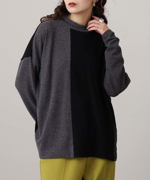 BRODIAEA(ブローディア)の「BRODIAEA 起毛配色プルオーバー(Tシャツ/カットソー・レディース・ネイビー/ダークブラウン/グレー・40)」の5枚目の写真