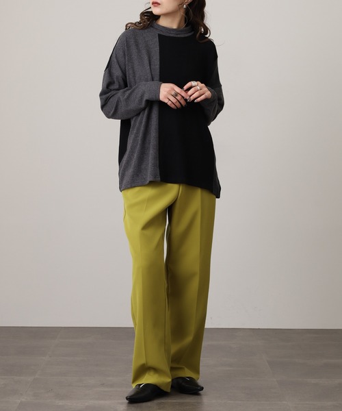 BRODIAEA(ブローディア)の「BRODIAEA 起毛配色プルオーバー(Tシャツ/カットソー・レディース・ネイビー/ダークブラウン/グレー・40)」の7枚目の写真