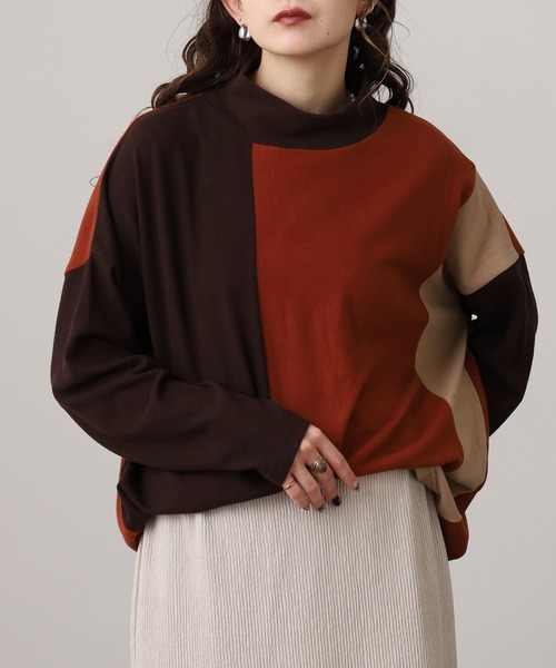 BRODIAEA(ブローディア)の「BRODIAEA 起毛配色プルオーバー(Tシャツ/カットソー・レディース・ネイビー/ダークブラウン/グレー・40)」の8枚目の写真