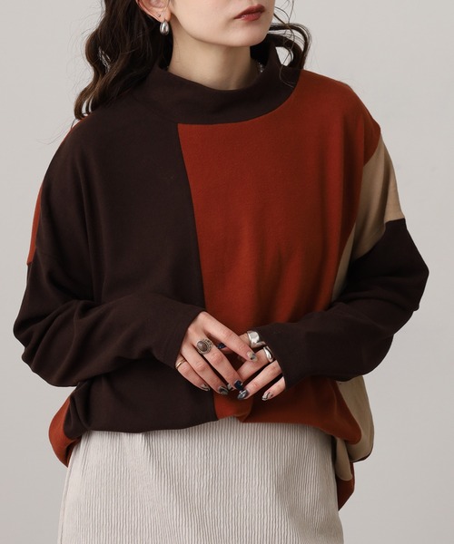 BRODIAEA(ブローディア)の「BRODIAEA 起毛配色プルオーバー(Tシャツ/カットソー・レディース・ネイビー/ダークブラウン/グレー・40)」の9枚目の写真