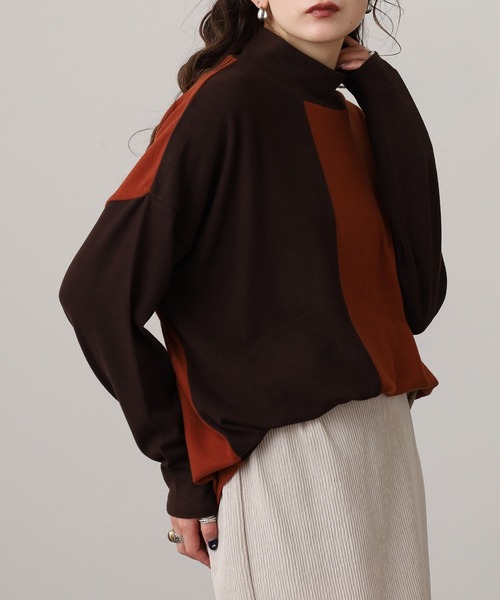 BRODIAEA(ブローディア)の「BRODIAEA 起毛配色プルオーバー(Tシャツ/カットソー・レディース・ネイビー/ダークブラウン/グレー・40)」の10枚目の写真