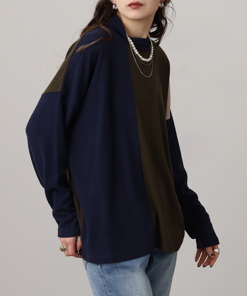 BRODIAEA(ブローディア)の「BRODIAEA 起毛配色プルオーバー(Tシャツ/カットソー・レディース・ネイビー/ダークブラウン/グレー・40)」の14枚目の写真
