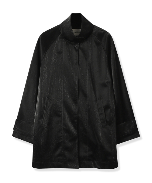 Vivacious(ビバシャス)の「Angti Art Leather McCoat BLACK x WHITE(トレンチコート・レディース・ブラック×ホワイト・FREE)」の5枚目の写真