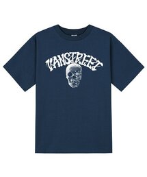 KTN0166 レタリングスカルレイン半袖Tシャツ - ネイビー
