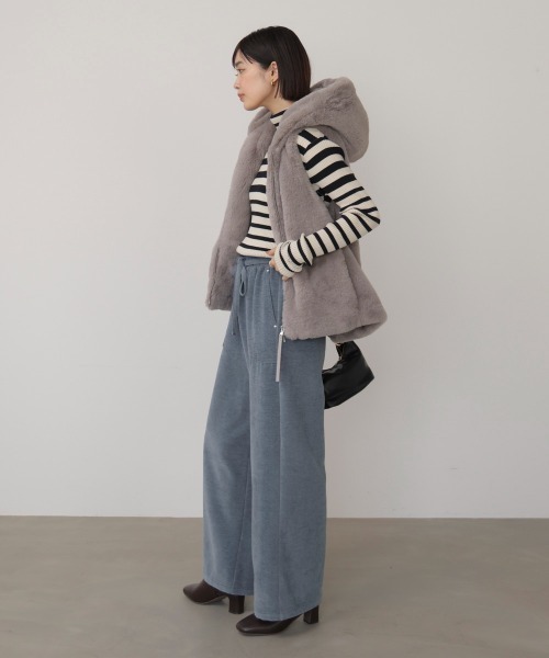Bou Jeloud（ブージュルード）の「起毛リラックスパンツ（その他パンツ・レディース・ブラック/アイボリー/ブルー・38）」の14枚目の写真