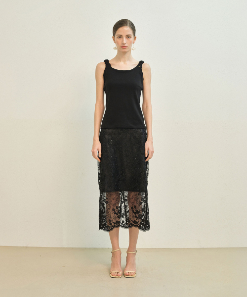 MAYVERU（メイバーユー）の「Cookie Wrinkle Sleeveless T-Shirt _ Black（Tシャツ/カットソー・レディース・ブラック・FREE）」の3枚目の写真