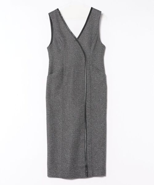 12Twelve Agenda（トゥエルブ　アジェンダ）の「合皮パイピングツイードナロージャンスカ（ワンピース・レディース・チャコールグレー/ベージュ・M）」の15枚目の写真