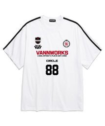 ツートンユニフォームロゴオーバーサイズ半袖Tシャツ (VS0055) ホワイト/レッド
