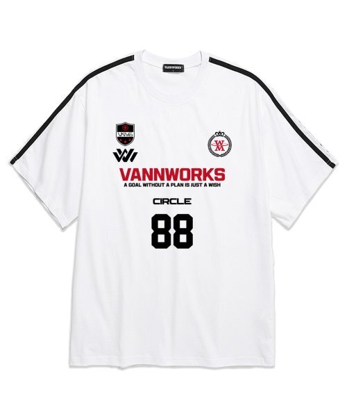 VANNWORKS(バンワークス)の「ツートンユニフォームロゴオーバーサイズ半袖Tシャツ (VS0055) ホワイト/レッド(Tシャツ/カットソー・レディース・その他・MEDIUM/SMALL/X-LARGE/XX-LARGE/LARGE)」の2枚目の写真
