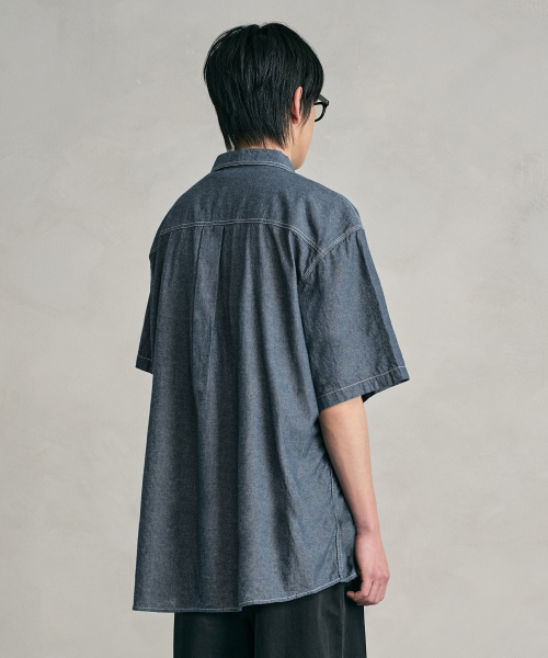 DECET(デケト)の「シャンブレーオーバーショートシャツ DCSH012ブルー(シャツ/ブラウス・メンズ・その他・SMALL/MEDIUM/LARGE)」の5枚目の写真