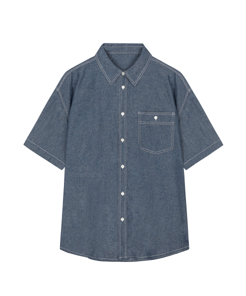 DECET(デケト)の「シャンブレーオーバーショートシャツ DCSH012ブルー(シャツ/ブラウス・メンズ・その他・SMALL/MEDIUM/LARGE)」の6枚目の写真