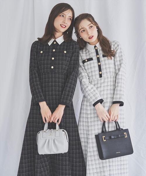 襟付きツイードワンピース（ワンピース）｜SWINGLE（スウィングル）の