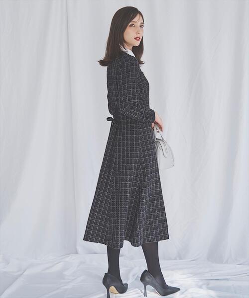 襟付きツイードワンピース（ワンピース）｜SWINGLE（スウィングル）の