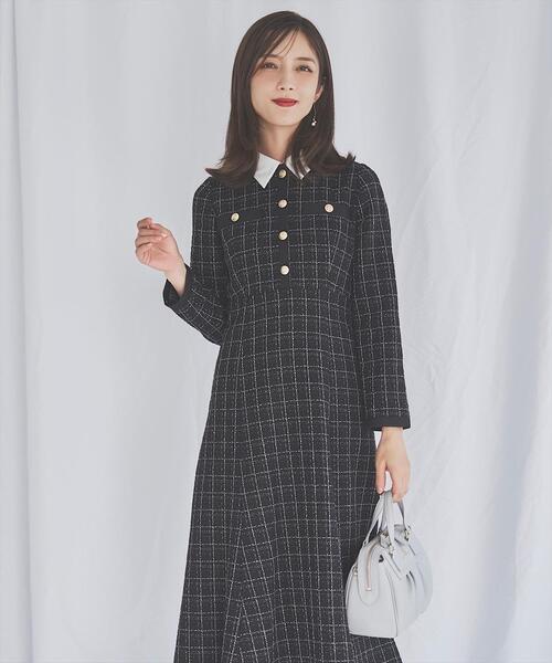 襟付きツイードワンピース（ワンピース）｜SWINGLE（スウィングル）の