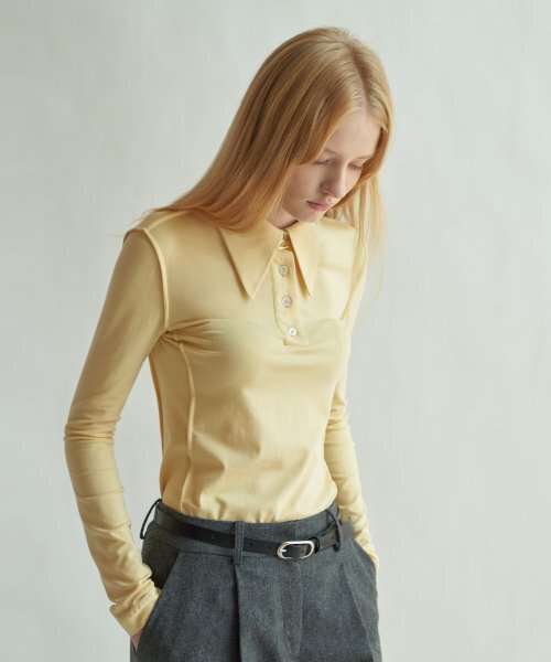 ILOIL(イロイル)の「jersey polo shirt - light yellow(ポロシャツ・レディース・その他・FREE)」の1枚目の写真