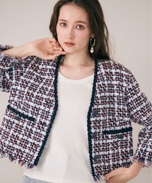 ❤️専用　Rose Tiara ツイード　ノーカラージャケット 46新品タグ付き Rose Tiara｜ローズティアラのノーカラージャケット（ツイード）通販