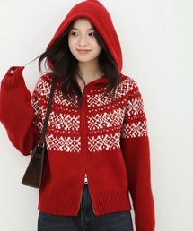 CANVAS+（キャンバスプラス）の「【CANVAS＋】ノルディック柄ジップニットパーカー（パーカー）」